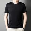 Ice Silk Jacquard T-shirt Men's Middle-aged Fashion Casual Plaid Round Neck Short-sleeved T-shirt Top