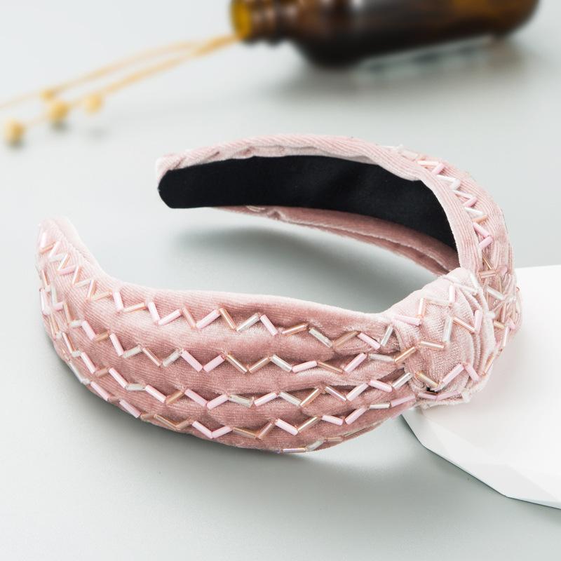 Women Hairband Flannelette Pure Sewing Knotted Hair Clip Retro Wide Edge HairHoop