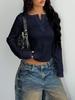 Trendy Y2K Spicy Girl Button-Up Long Sleeve Vest T-Shirt, Women's Spring/Summer 2026 Fashion