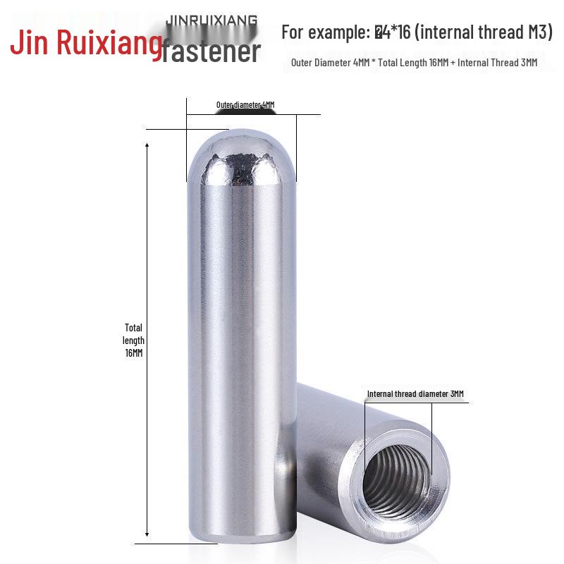Stainless Steel Cylindrical Pin with Internal Thread and Positioning Hole, Sizes M4-M12