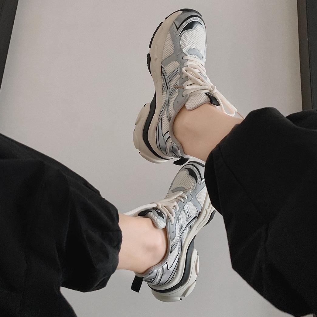 

[Galoa + LY] Seoul Blogger~ Повседневные кроссовки для бега на платформе Space Silver Mesh, женские туфли Daddy 35