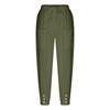 Women's Fashion Color Loose High Waist Button Pocket Cotton And Hemp Pants Nine Point Casual Pants