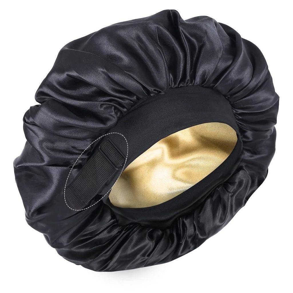 Double Layer Satin Sleep Cap With Adjustable Fit For Comfort And Style