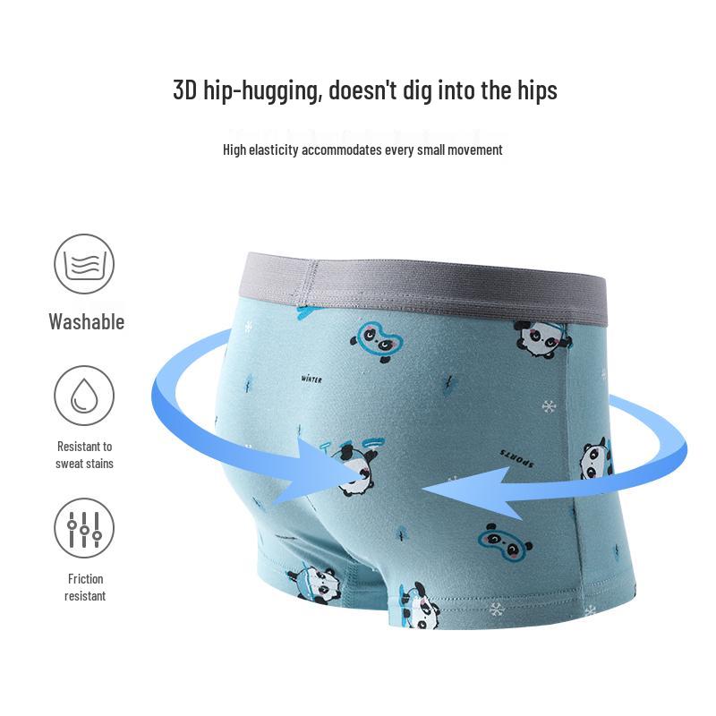 Boys' Antibacterial Cotton Boxer Briefs, Autumn & Winter, Sizes S-M-L, Class A