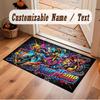 Motorcycle Biker Theme Soft Crystal Velvet Rug Custom Name & Text Print Non Slip Floor Rug for Bedroom Living Room
