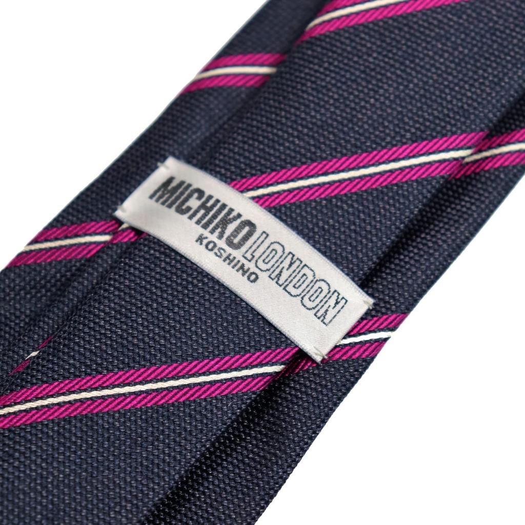 [Michiko London] Italian Fabric, Made in Japan, Fabric in Italy Necktie, Brand: KOSHINO, Silk, Gift, Present, Men's, Unisex (MKI-007-A Navy)