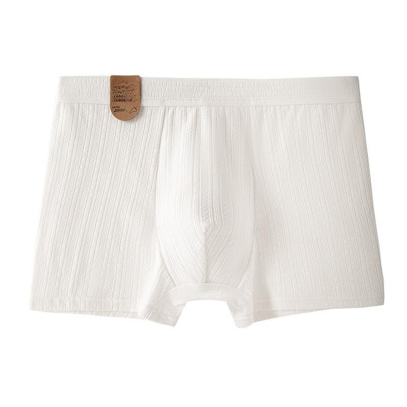 Men s Spring and Summer White Pure Cotton Antibacterial and Breathable Briefs L
