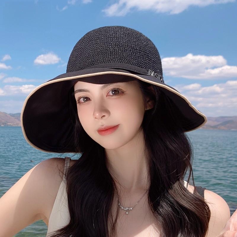 Fashion Letter Embroidered Fisherman Hat With Wide Brim For Summer Sun Protection