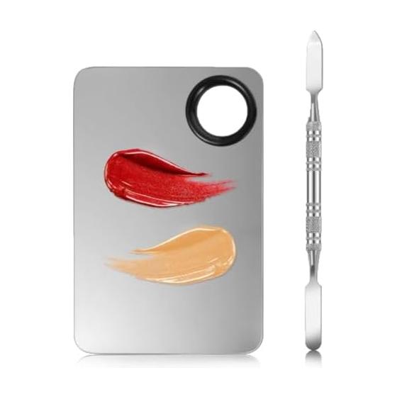 Makeup Palette with Cosmetic Spatula Stainless Steel Smooth Makeup Nail Palette Palette Nail Palette Foundation Spatula Spatula Makeup (1pcs)