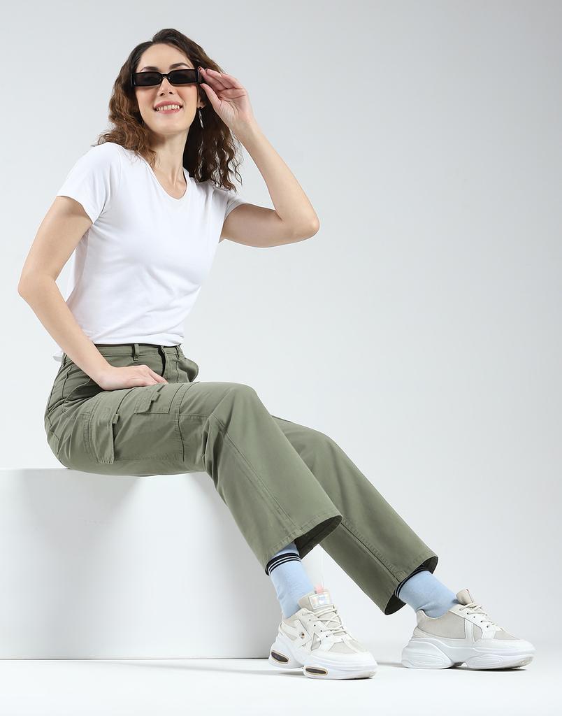 MONTE CARLO Womens Solid Straight Fit Cargo Green 28