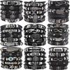Alloy Men's Bracelet, Multi-layered Leather Skull Bangle, Viking Bracelet