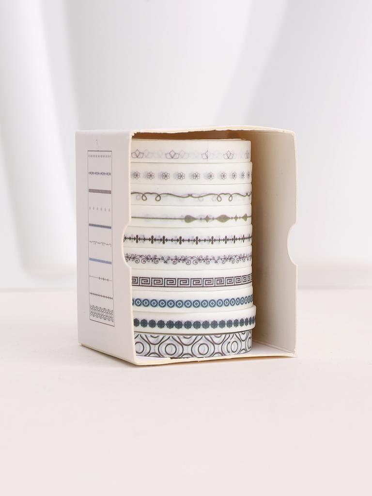 10rolls/box Split Line Washi Tape Decoration Washi Masking Tape Gift For Artists & Crafte Scrapbooking Stationary Supplies