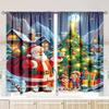 2PCS- Christmas Santa Claus Christmas tree pattern printed curtains   Christmas decorations   home decorations   room decorations