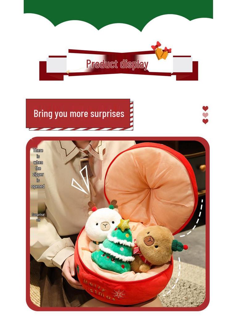 Christmas Capybara Santa Plush Toy Pillow for Kids