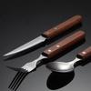 304 stainless steel wooden handle tableware, knives, forks and spoons, western food tableware set, wooden heat insulation handle housewarming gift