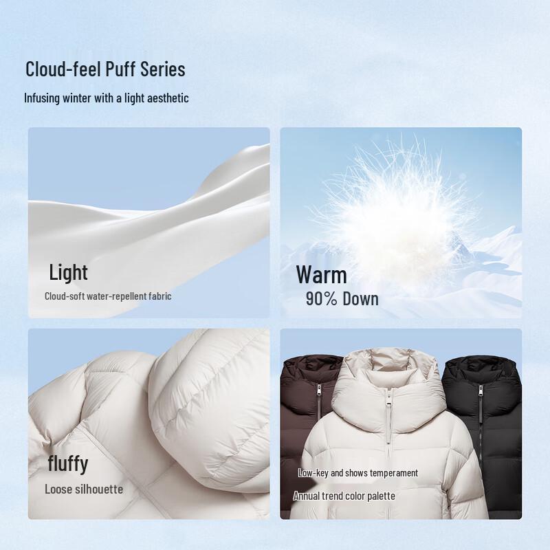 Tanboer Women's Mid-length Hooded Puffer Down Jacket