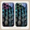 Blue Gradient Grid For IPhone 16 Plus 15 14 13 12 Mini 11 Pro Max X XS XR 7 8 Plus 2022 Tempered Glass Phone Case