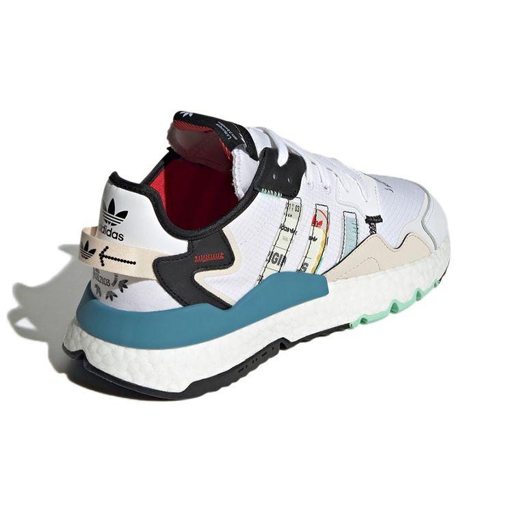 Adidas Originals Nite Jogger Fabric Versatile Trendy Shock Absorbing Non-Slip Durable Low-Top Lifestyle Casual Shoes Unisex Sneakers White GW4229