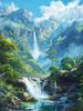 DIY Алмазная вышивка Водопад Пейзаж Вышивка крестом Картина Гора 5D Стразы Картина Мозаика Лес Настенное искусство