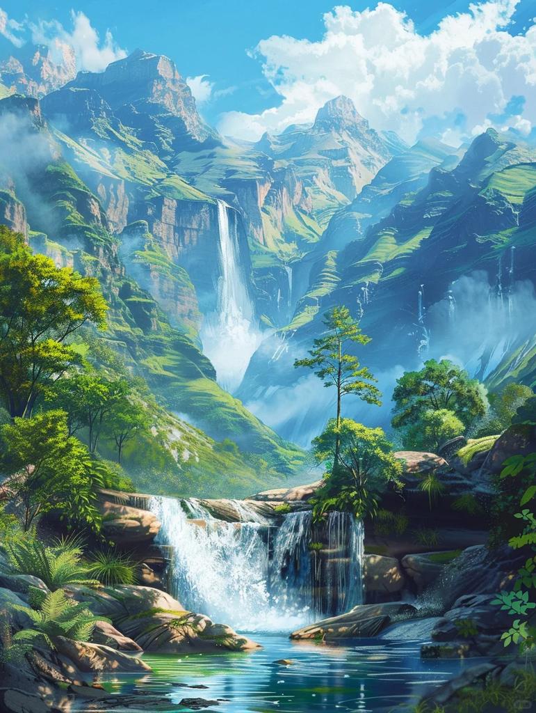 DIY Алмазная вышивка Водопад Пейзаж Вышивка крестом Картина Гора 5D Стразы Картина Мозаика Лес Настенное искусство