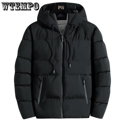 Męska zimowa kurtka bawełniana, casualowa kurtka puchowa z kapturem, pogrubiona ciepła kurtka bawełniana