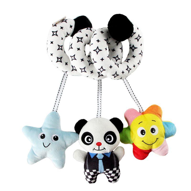 

Baby Hanging Crib Bell Blackwhite Plush Rattle Stroller Spiral Toy Puzzle Gifts Panda