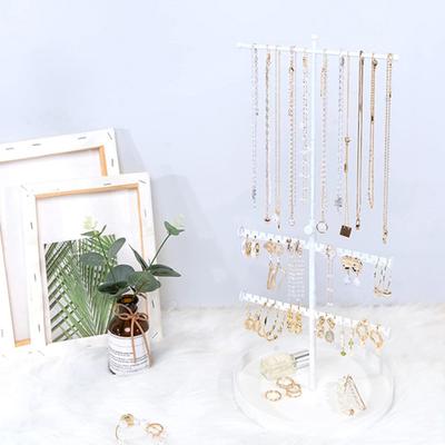 Jewelry Rack Adjustable Height 3 Tier Jewelry Organizer Stand Stylish Necklace Earring Display Rack for Home