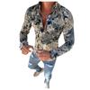 Herrenmode Kreatives Slim Fit Abstrakt Bedrucktes Hemd Langarm Freizeithemd