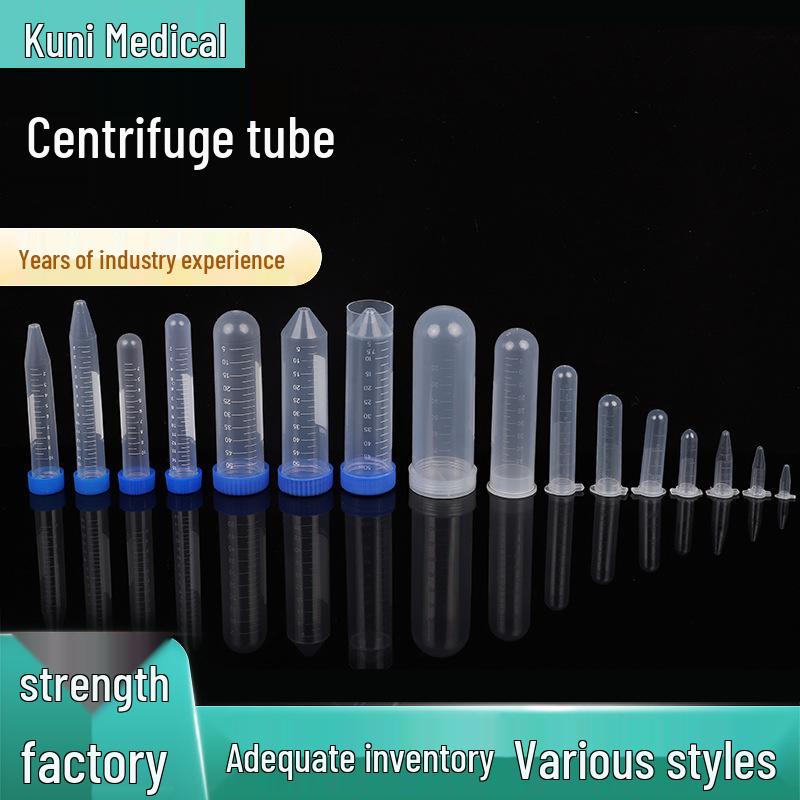 Disposable Plastic Centrifuge Tube with Screw Cap, Conical Bottom, Transparent, Laboratory Use