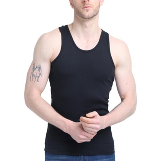 Sportsvest for menn Hurtigtørkende Høy elastisitet Rundhals Slim Fit Ermeløs Daglig slitasje Myk trening Menn Tanktop Herreklær