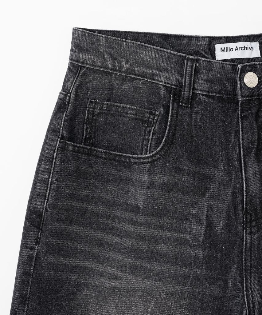 MILLO ARCHIVE Layered Washed Denim Bermuda Pants [Washed Black]