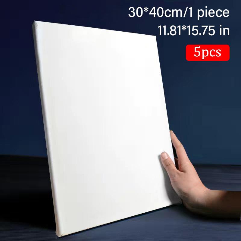 5pcs White Blank Square Artist Canvas Wooden Board Frame Cotton Artist Canvas Boards for Oil Painting Acrylic Watercolor