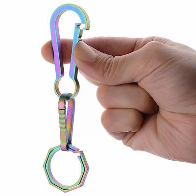1PC EDC Titanium Alloy Carabiner Keychain Buckle Hanger Hook Keyring Carabiner Holder Mountaineering  Accessories