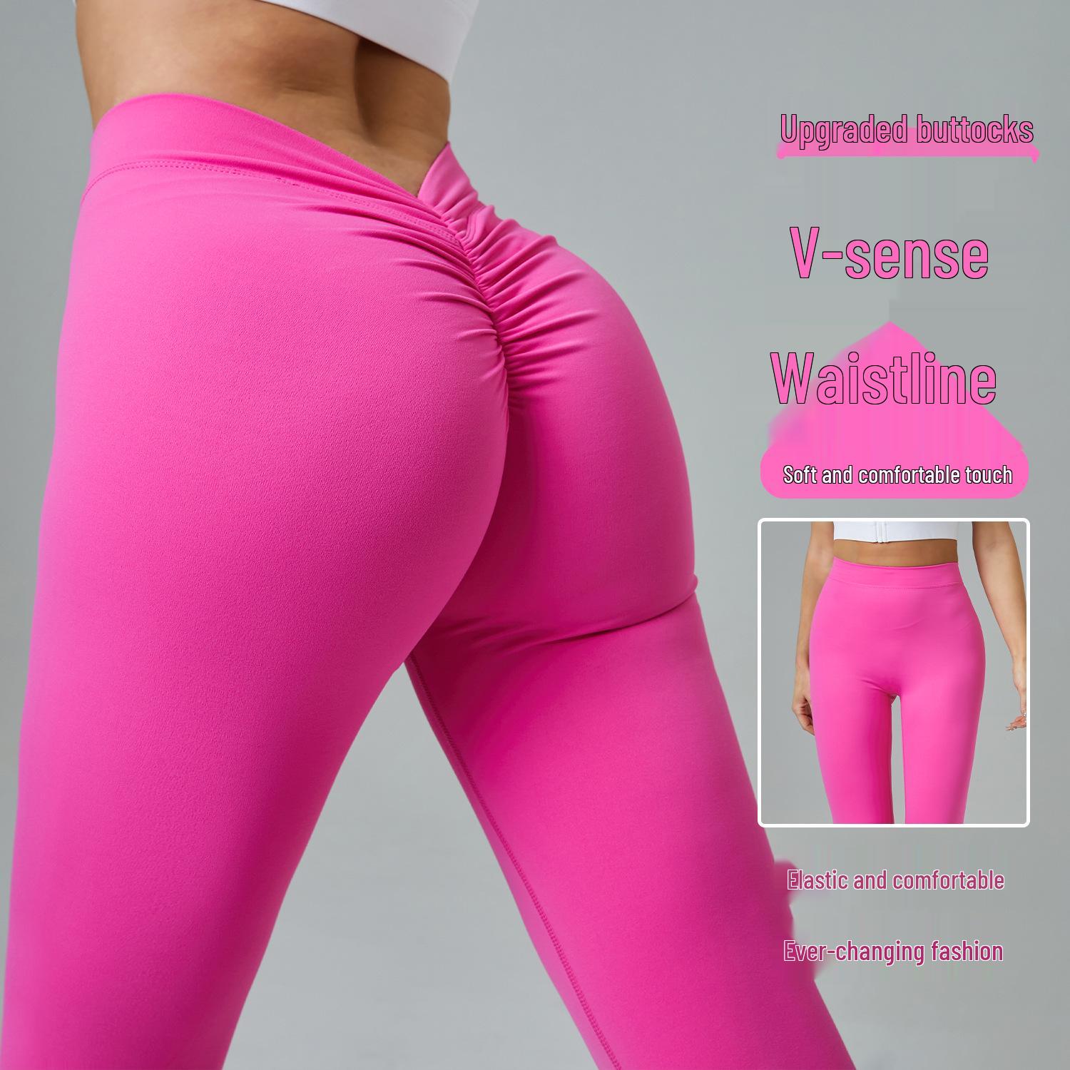 

Women s V-Waist High Waist Yoga Pants with Peach Lift for Fitness Medium кавовий