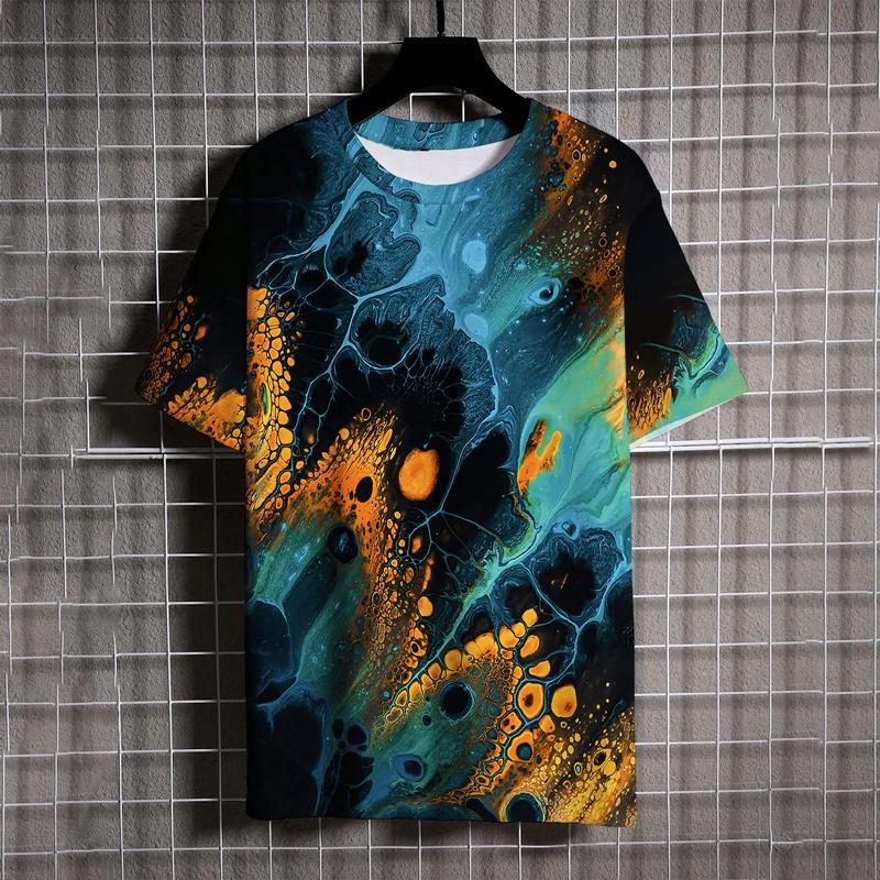 Sommarmode Sport 3D-tryckta Graffiti Herr T-shirts Ny Trend Harajuku Casual Personlighet Rund Hals Kortärmade T-shirts Toppar