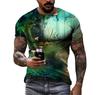 Fashion Casual 3d Printed Nature Landscape Pattern Summer Men Interesting Trend Plus Size Street Personality Harajuku Loose Top