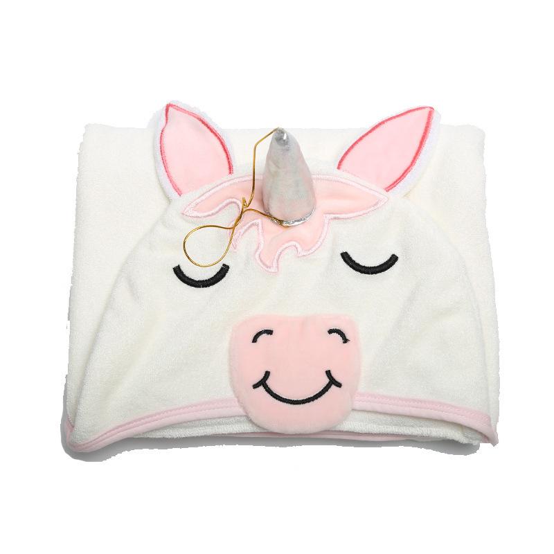 Unicorn Hooded Blanket Kids Animal Rainbow Towel Bamboo Baby Pajamas Nightgown Boys Girls Sleepwear Robe Beach Baby Bath 90*90CM&500GSM белый
