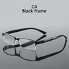Half Frame Reading Glasses Presbyopic Eyewear Male Female Far Sight Glasses Ultra Light Black With Strength +75 To +400