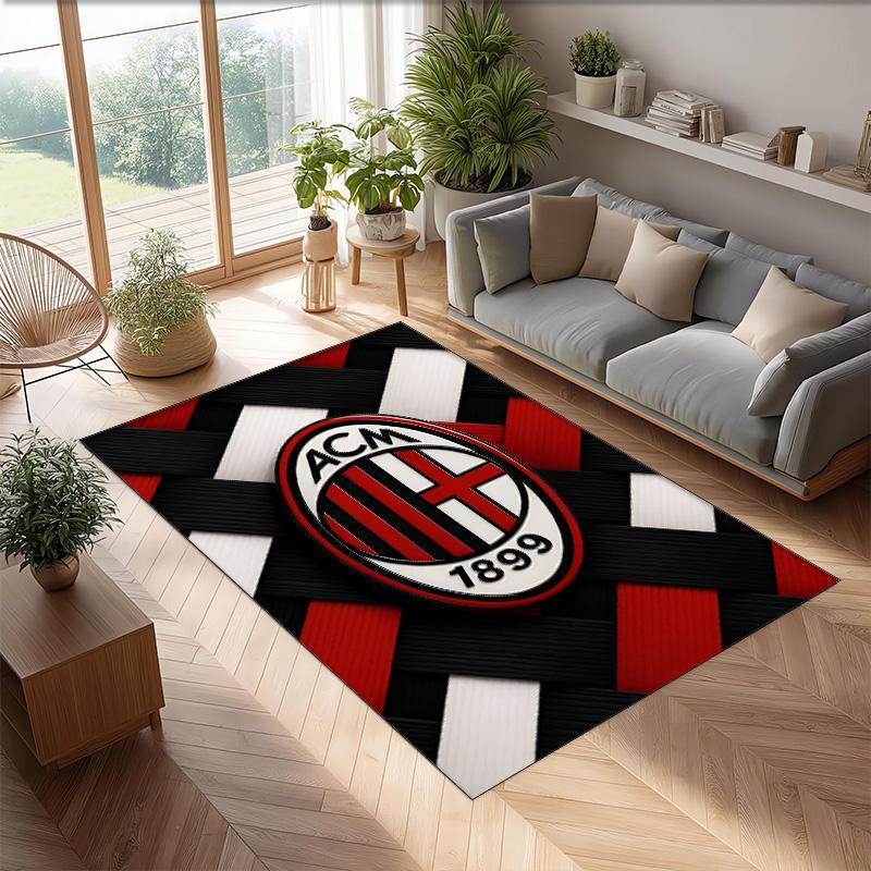 AC Milan Theme rug Soft Crystal Velvet Area Rug Non-Slip Floor Carpet for Living Room Bedroom Nursery