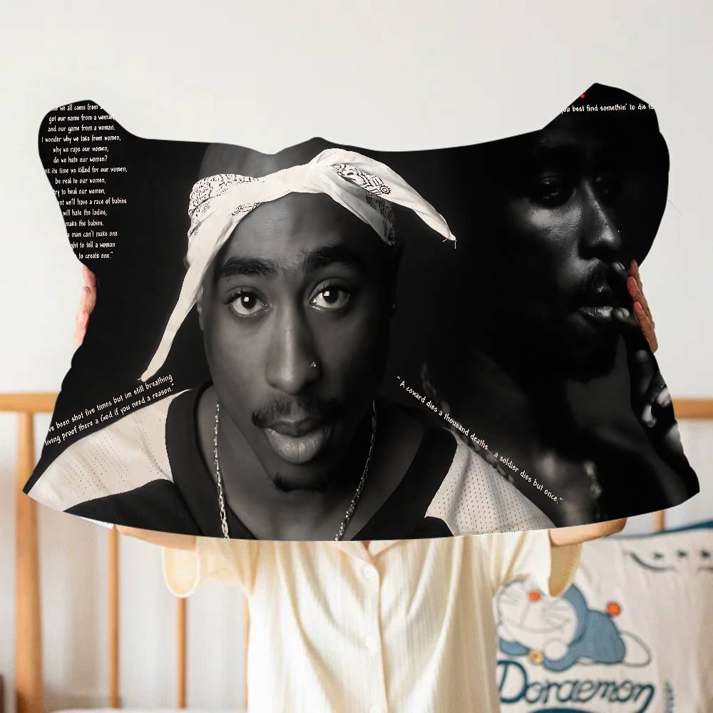 Rapper 2Pac Singer Tupac Quick-Dry Polyester Pillow Towel - Anti-Head Oil & Odor-Resistant for Adult Daily Use
