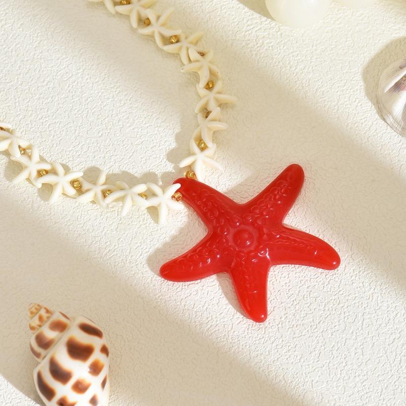 Bohemian Beaded Neck Chain Shell Jewelry Fashion Exaggerated Starfish Pendant Necklace Women