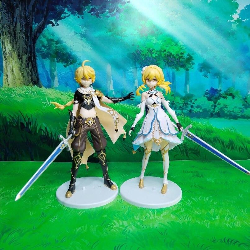 New 18cm Anime Genshin Impact Figure Barbara Aether Lumine Pvc Action Figure Collectible Decoration Collection Doll Toys