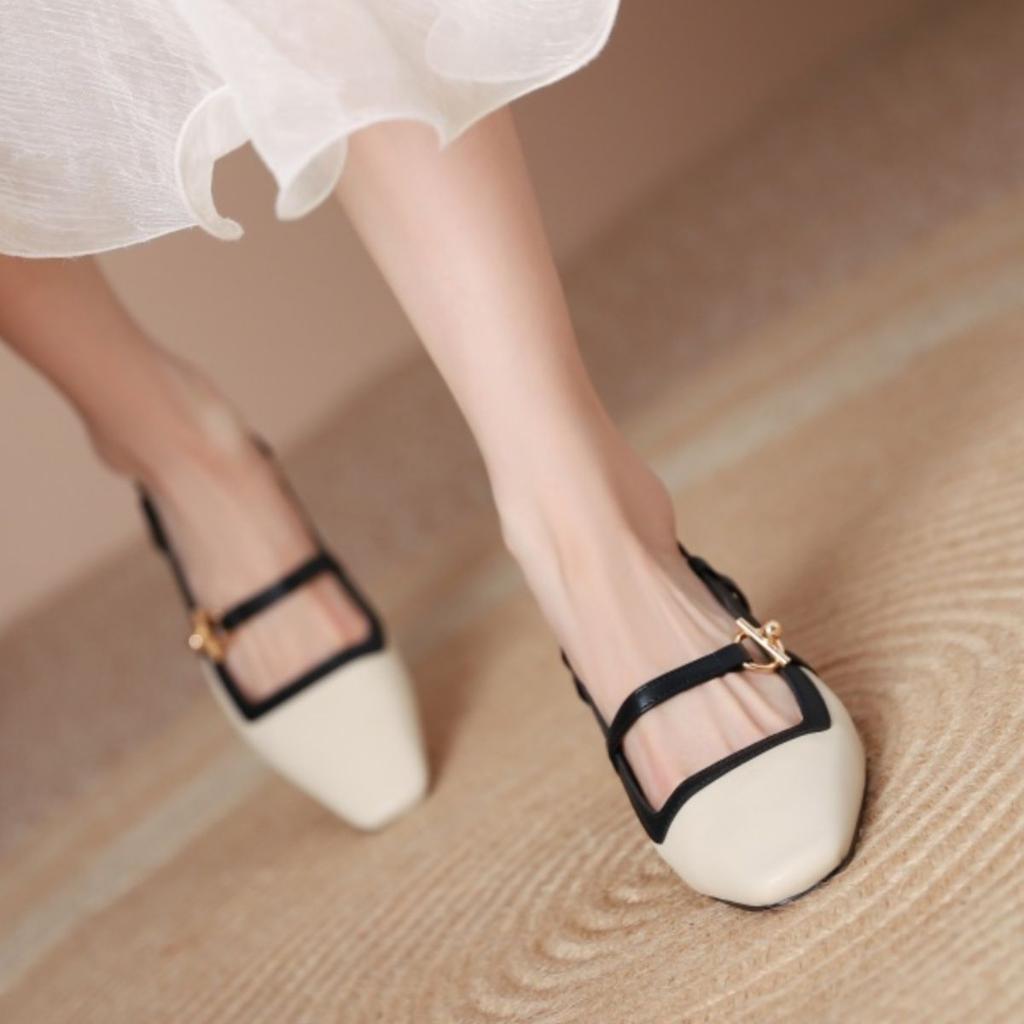 2025 spring and summer new bag head sandals women's thick heel fashion versatile square head back empty casual single shoes fairy shoes