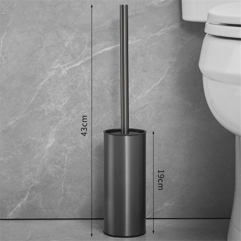 Schwarzer WC-Bürstenhalter mit Bürste, Edelstahl, graues Set zur Reinigung von Badezimmer-WC-Bürsten