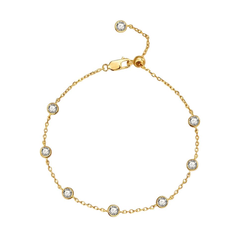Round Bubble Full 3mm Moissanite Bracelet for Women Adjustable 925 Silver Plated 18K Link Bracelet D Color Lab Diamond