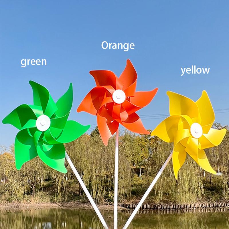 22Cm Six-Leaf Stripes Solid Color Small Plastic Hand-Held Windmills Garden Plant Flower Repellent Windmill Outdoor Decoration