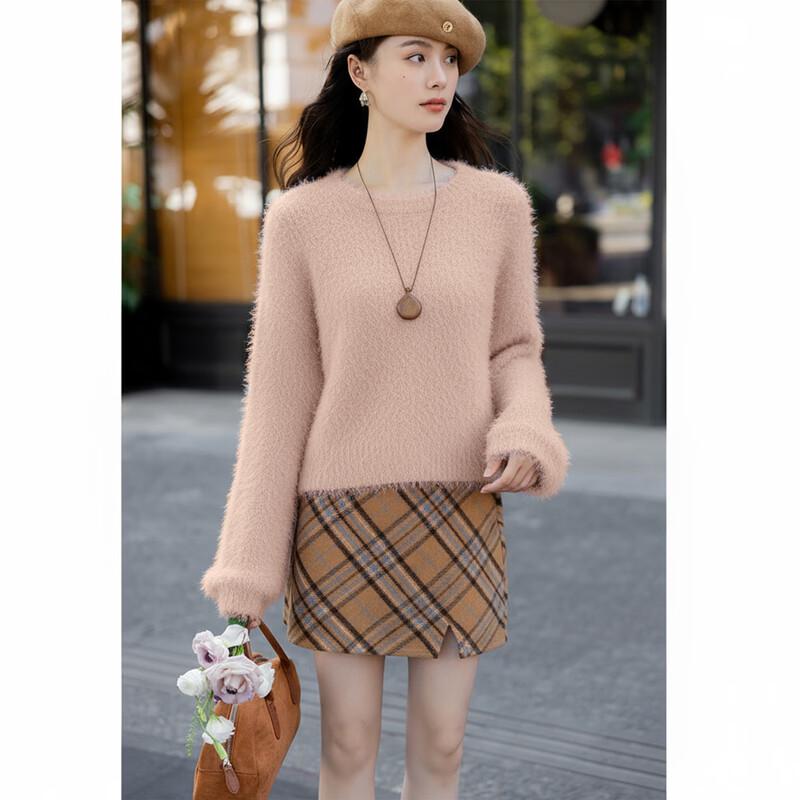 Dámský měkký pletený svetr z umělého norka ITISF4