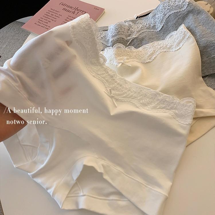 Women's Flat Corner Underwear Cotton Extended Crotch Lace Edge Wrapped Underwear Women's Underwear