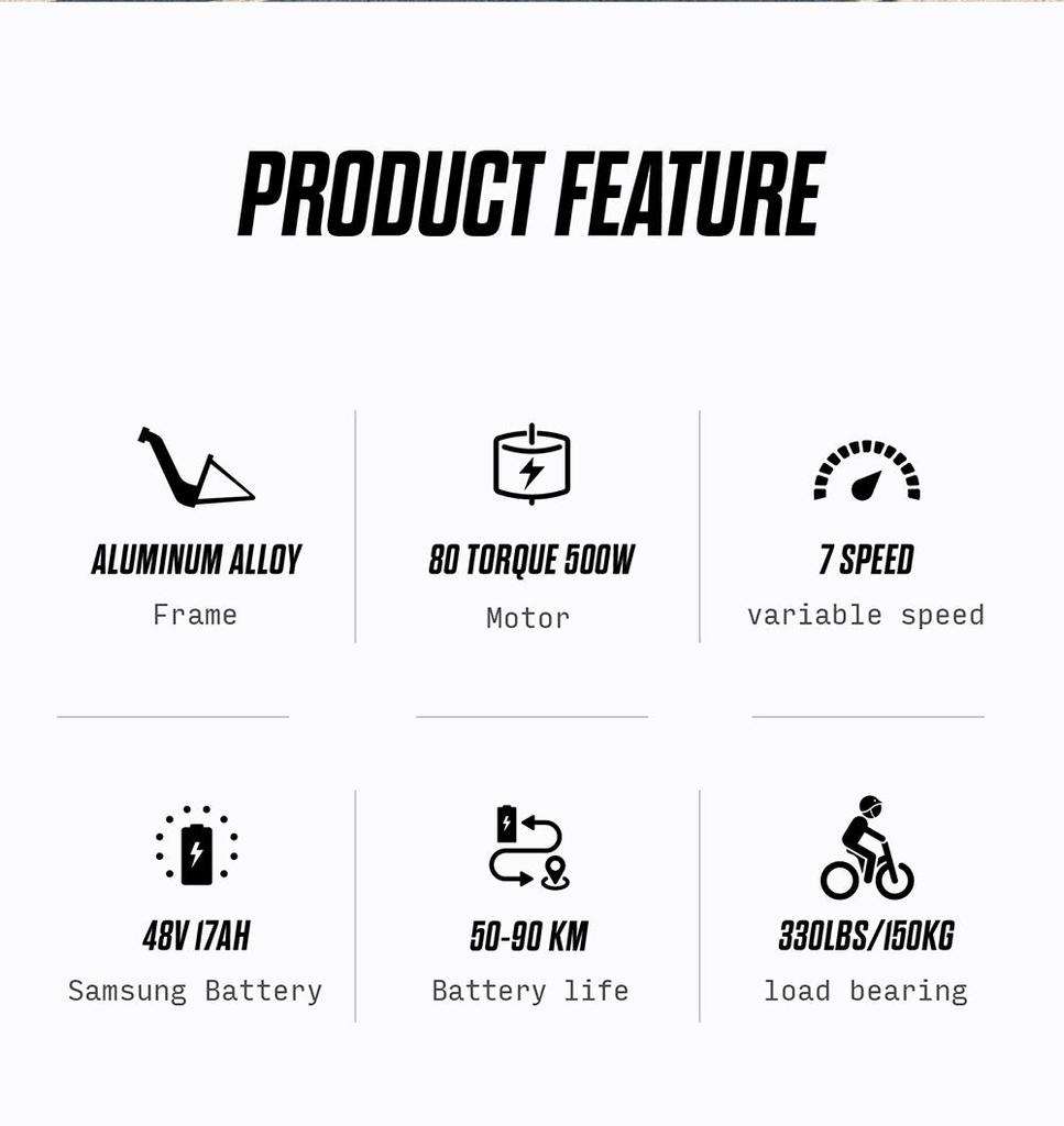 Shengmilo MX06 500W E-Bike - 90km Range, 48V Samsung Battery, 42km/h Speed, All-Terrain for Men & Women