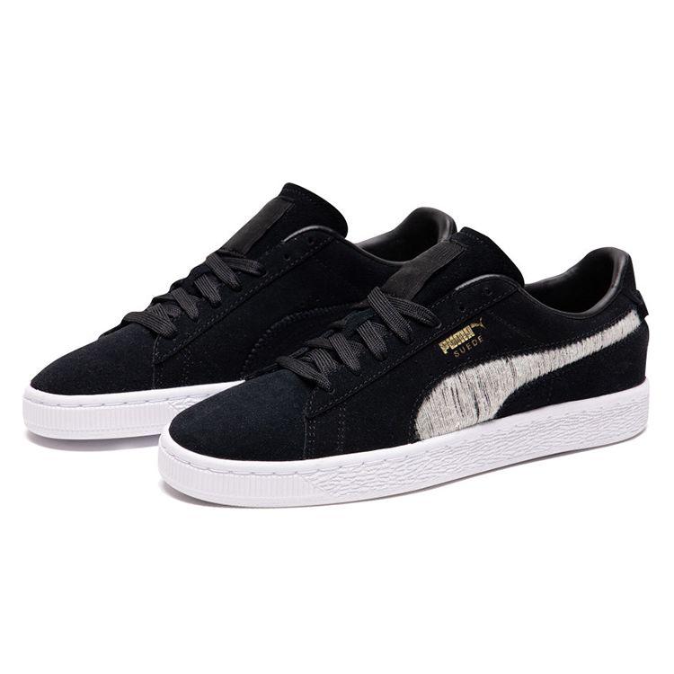 Puma Suede Ripped Denim Comfortable Retro Casual Low-Top Sneakers Unisex Sneakers Black 369871-01